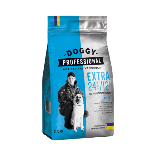 Doggy Professional Extra hundmat med färsk svensk kyckling, 3,75 kg förpackning.