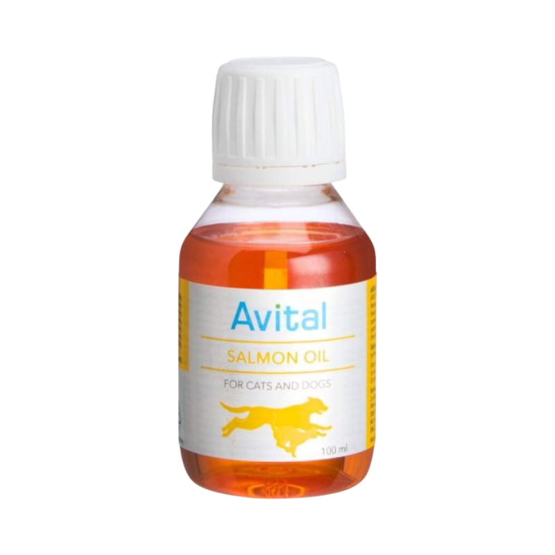 Avital laxolja 100 ml – kosttillskott för hund och katt med omega-3 för hud och päls