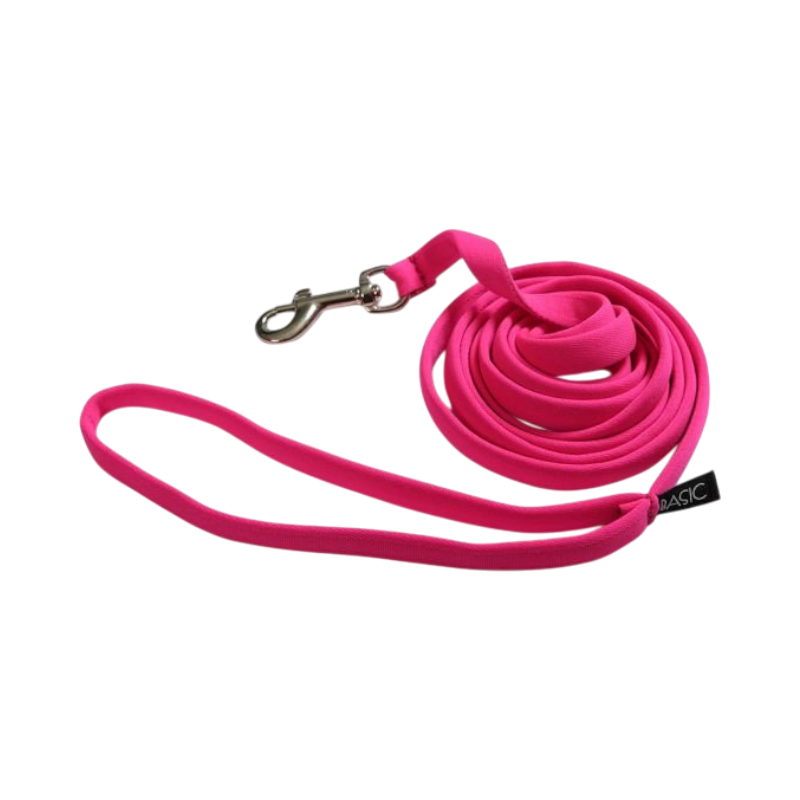 Neonrosa hundkoppel från Basic Sweet med mjukt grepp och klassisk design.