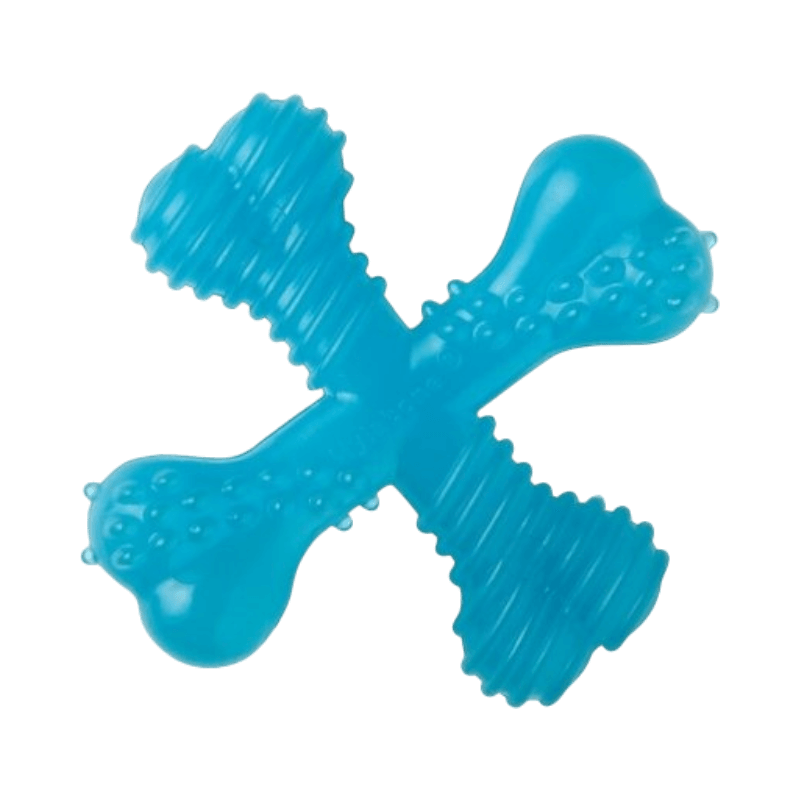 Nylabone tuggleksak i X-form för valpar – extra liten och tandskonsam