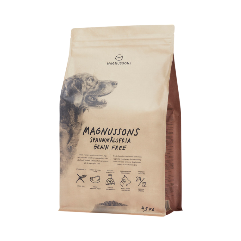 Magnussons spannmålsfria hundfoder 4,5 kg – svenskt tillagat med färskt kött
