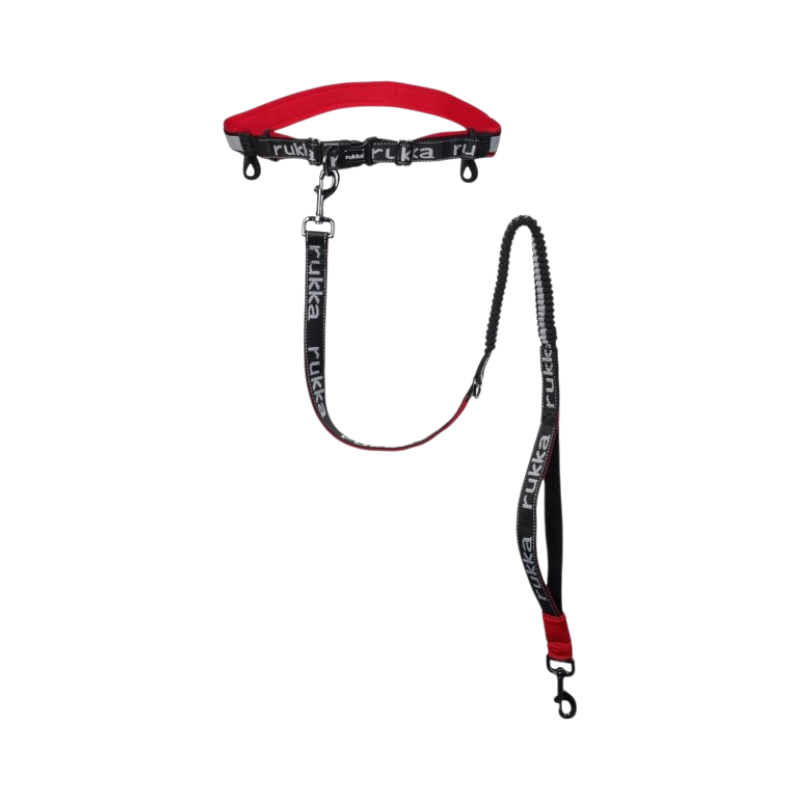 Rukka hundförarbälte med handtag och elastisk del, designat för löpning och aktiv promenad med hund.