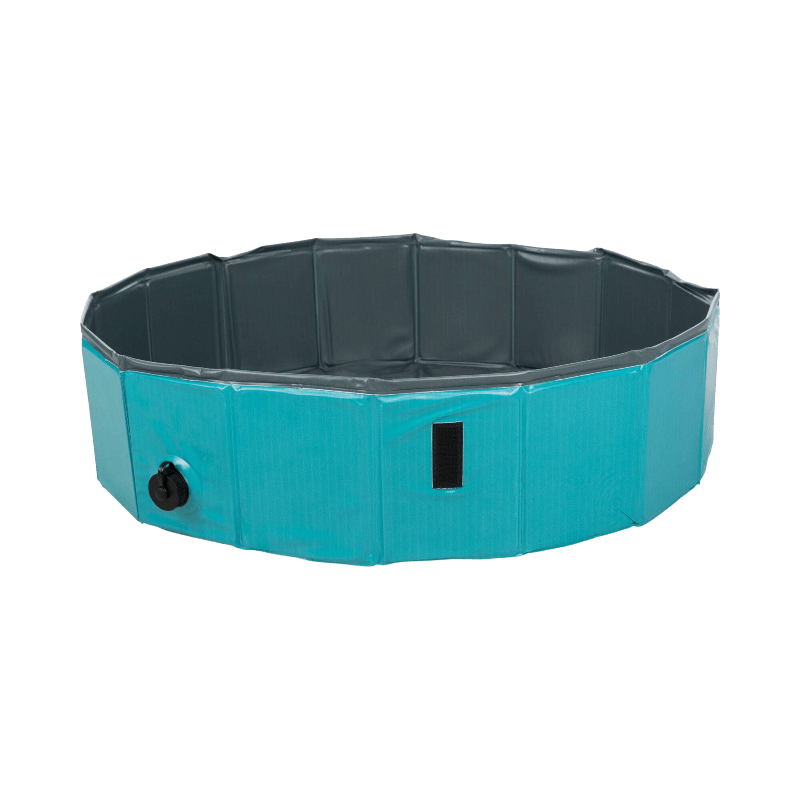 Trixie hundpool i blått med robust väggstruktur och dräneringsventil.